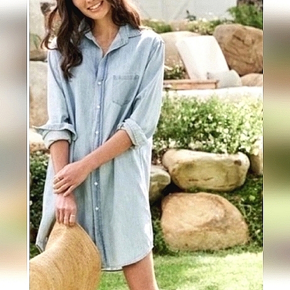 FRANK & EILEEN Famous Classic Mary Distressed Buttondown Shirtdress NWT - Picture 2 of 15